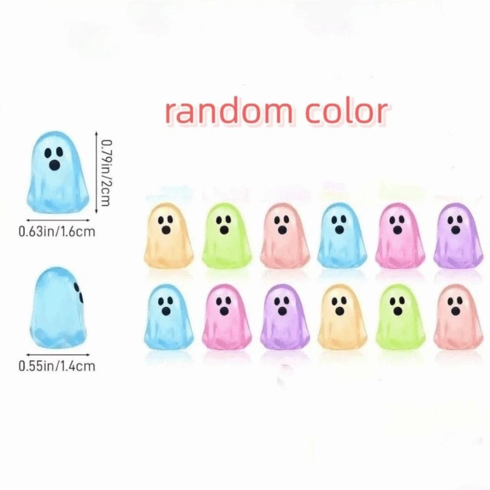12 PCS/SET Transparent Glow in The Dark Ghosts Resin Creative Mini Ghost Figurines Cute Ghost Ornaments Gift