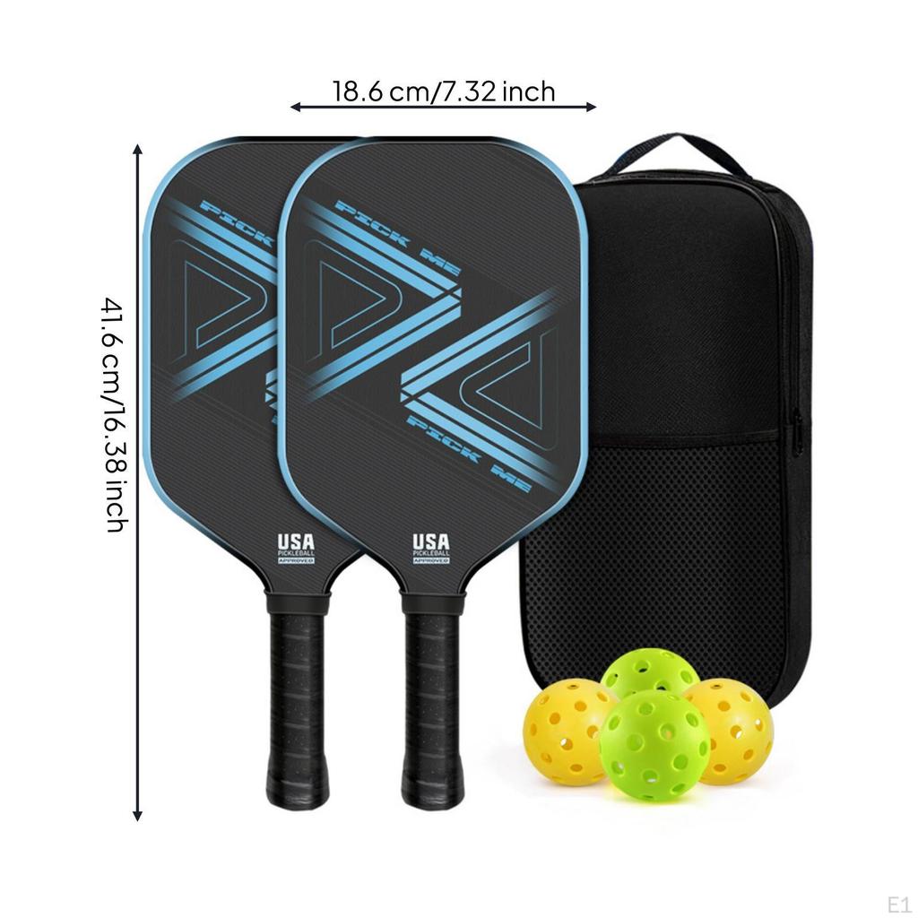 2 Pieces Carbon Fiber Paddles for Pickleball Textured Paddleball Set with Bag Perforated