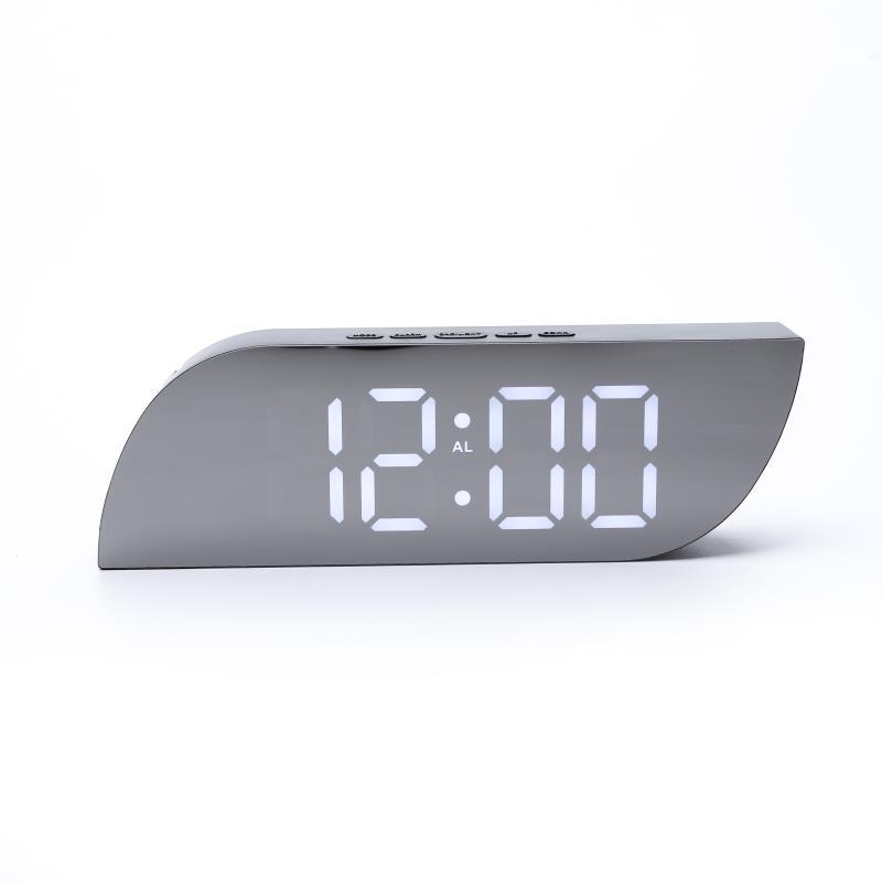 Large Size Simple Makeup Mirror LED Digital Display Time and Temperature USB Alarm Clock Desktop Electronic Snooze Alarm Clock