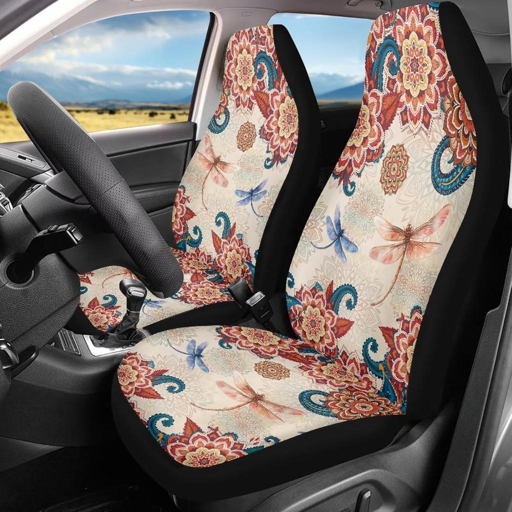 Bulopur Halloween Spider Web Print Front Seat Cover Sets 2 Pack, Car Universal Accessories Interior Decor for Men, Auto Front Seat Covers