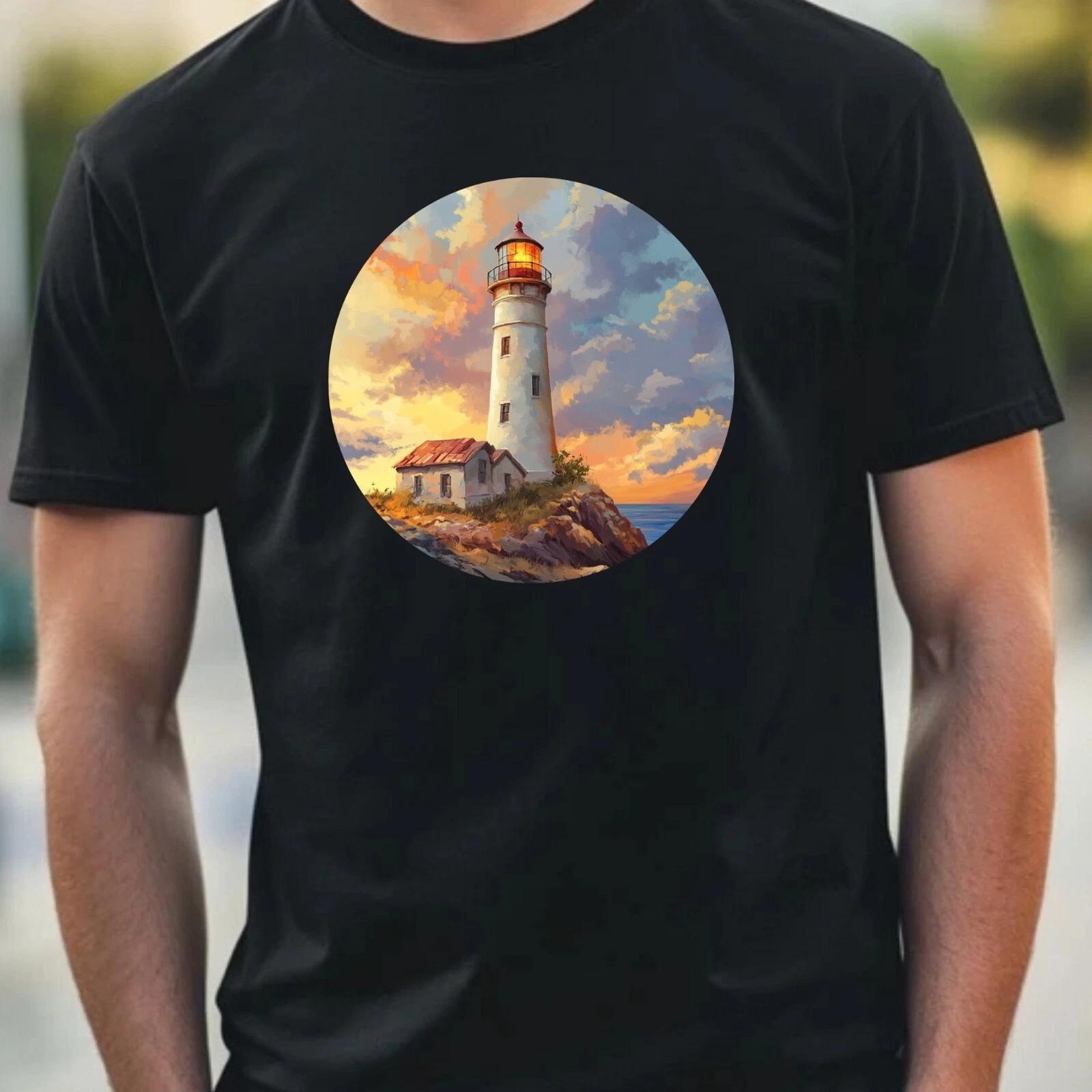 T-Shirt Herren Leuchtturm Portrait Motiv Baumwolle Größe XS bis 5XL L