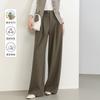 Xin Ge Wool Tr Drape Suit Wide-Leg Pants Women'S Autumn High Waist Double Pleated Design Loose And Thin Commuter Pants