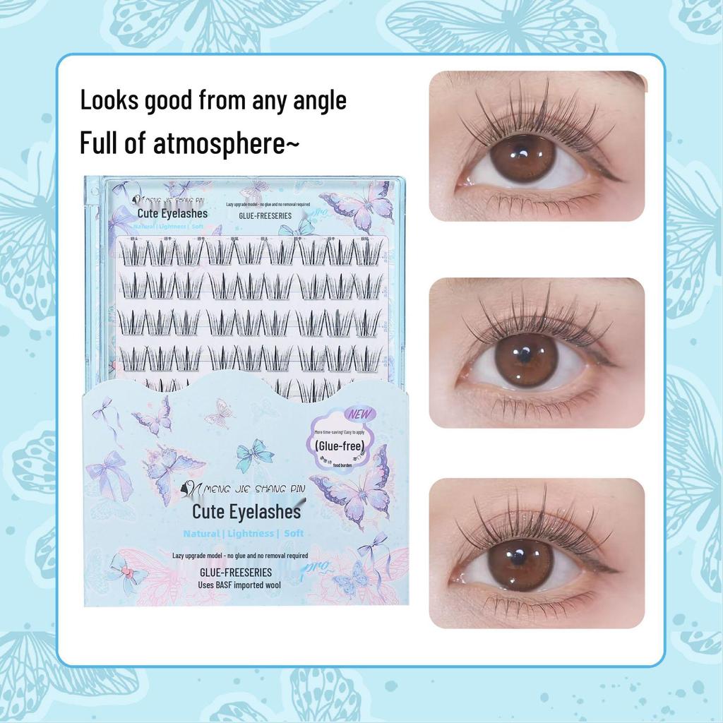 10 Rows Glue-Free Self-Adhesive Clear Ballet False Eyelashes - Natural Single Clusters for Easy Application and On-Camera Use