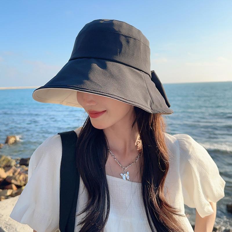 Bucket hat versatile casual sun hat women's big eaves to cover the face and show the face small sun protection UV protection sun hat