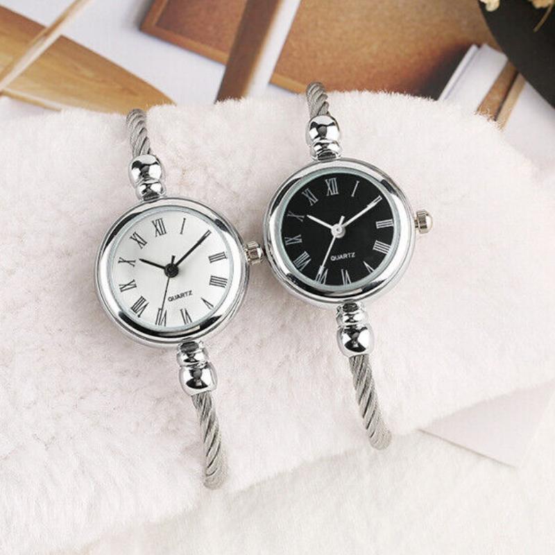 New Luxury Fashion Silver Bangle Bracelet for Women Watches Stainless Steel Retro Ladies Quartz Wristwatches Small Clock
