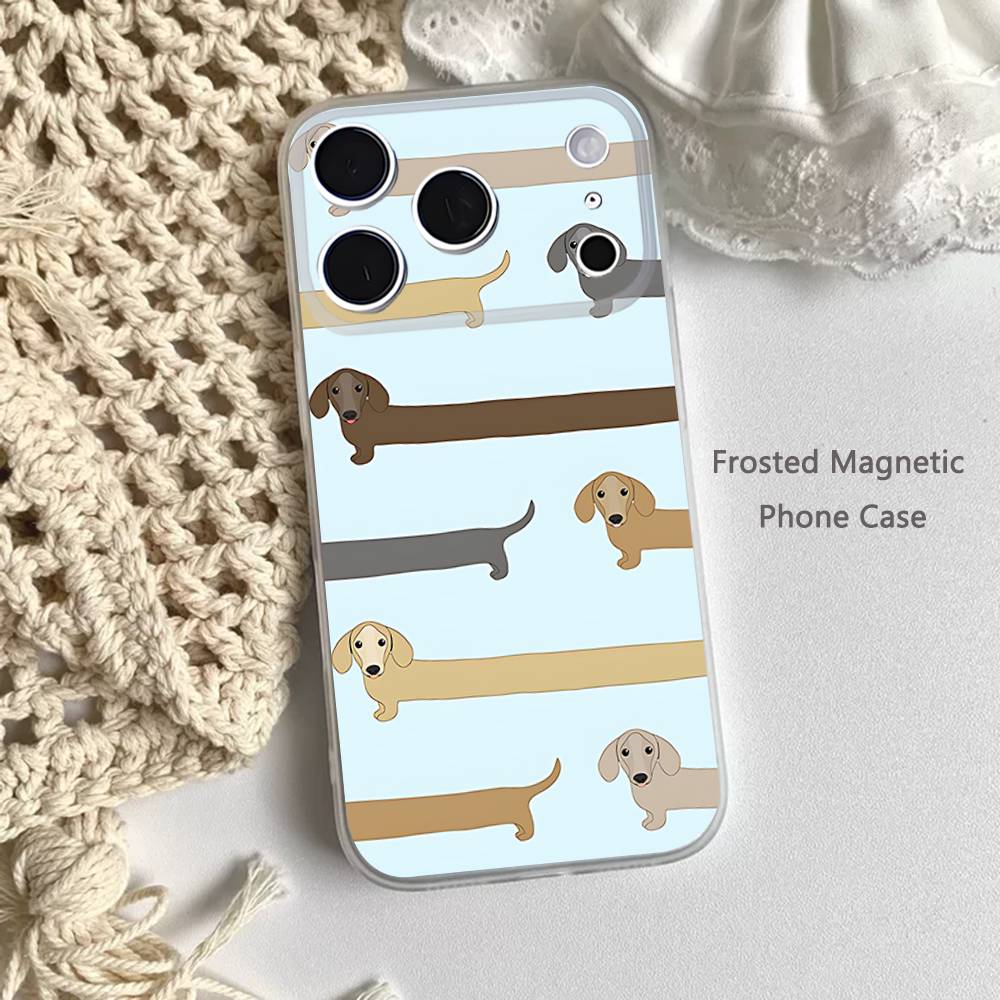 Animal Dachshund Dog Cute For iPhone 11,12,13,14,15,17,16,Pro,Plus,E,Max,Air,Mini Clear Magnetic Frosted Cover