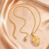 Classic Virgin Mary Pendant Necklace for Women, Zircon Imitation Pearl Natural Stone Bead Charm Necklace,Stainless Steel Jewelry