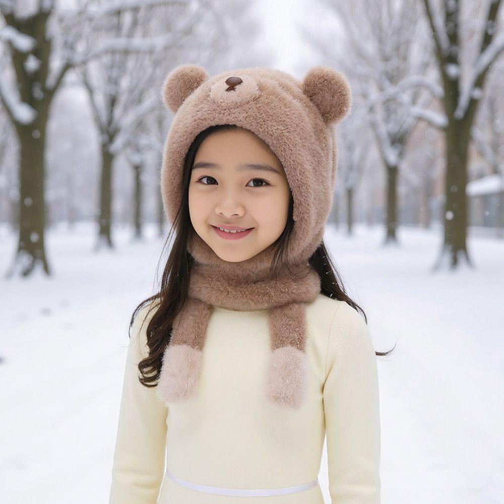 Elastic Kids Snow Beanie Small Bear Kids Woolen Hat Personality Fleece Hat Autumn