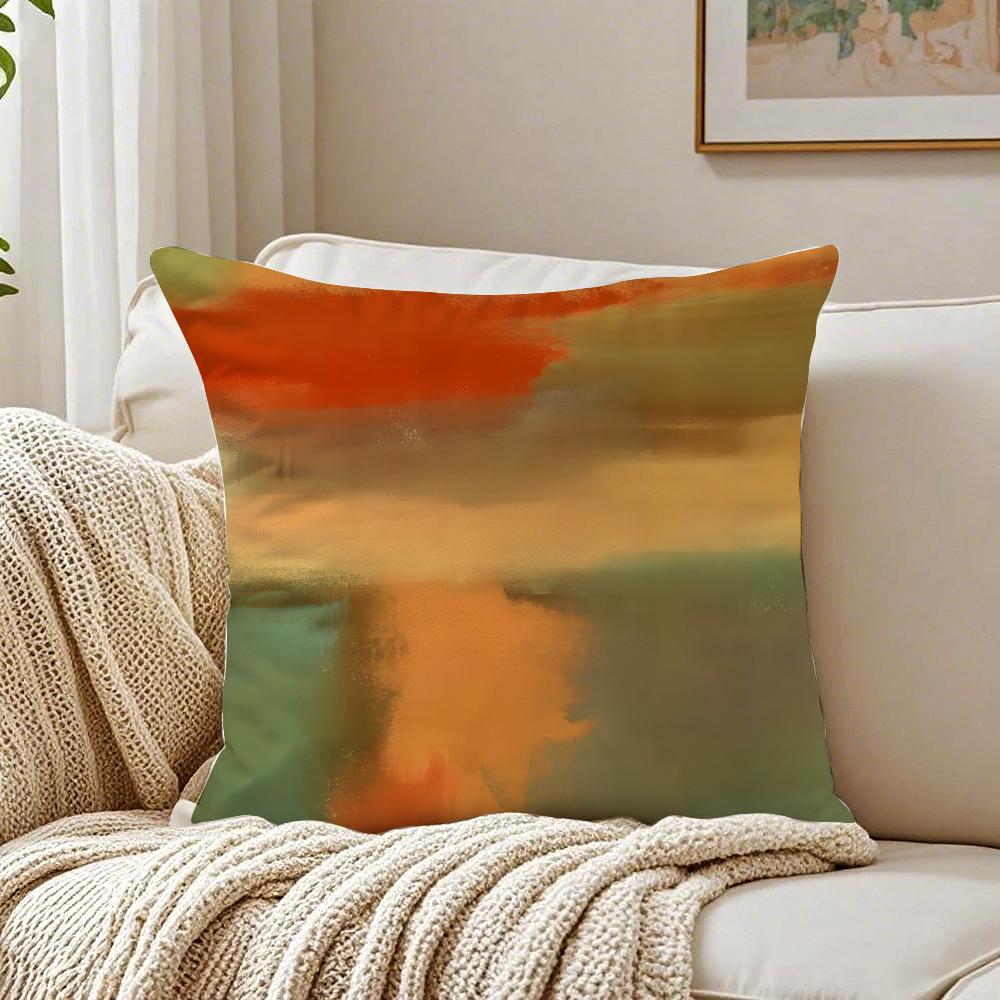 Modern Brushstroke Grunge Paint Pattern Pillow Case Double-Sided Plush Sofa Cushion Covers Organic Breathable Invisible Zipper