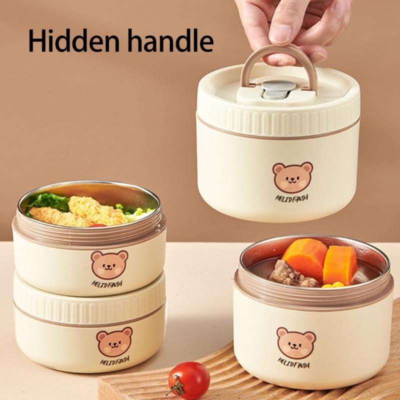 Durable Stainless Steel Thermal Food Container with Leak Proof Lid and Portable Handle for Office or School