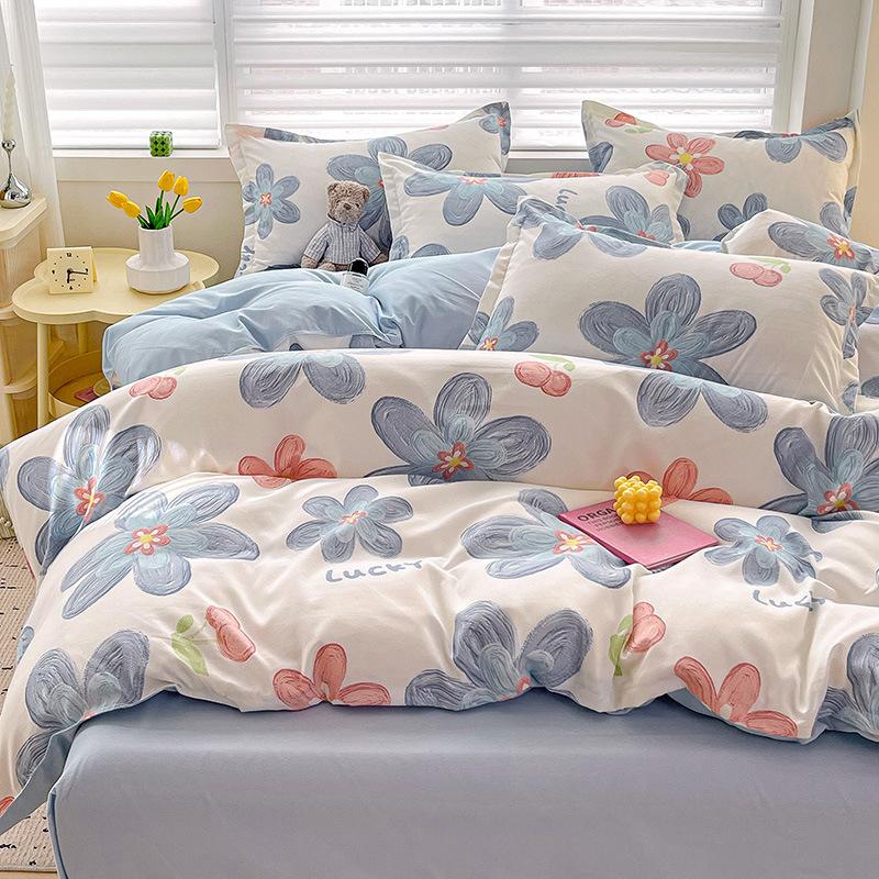Bed Sheet Bedding Four-piece Set Thickened Brushed Quilt Cover Bed Dormitory Bedding Quilt Cover
