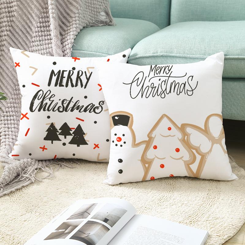 Christmas Pillow Cover Cartoon Letter Print Cushion Cover Office Sofa Pillow Cover Home