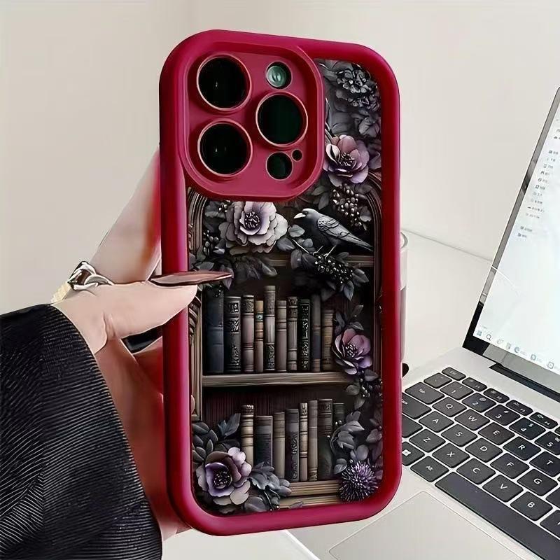 Retro Bücherregal Handyhülle für Apple iPhone 14/15 Pro, 16 Pro und 17 Pro Max