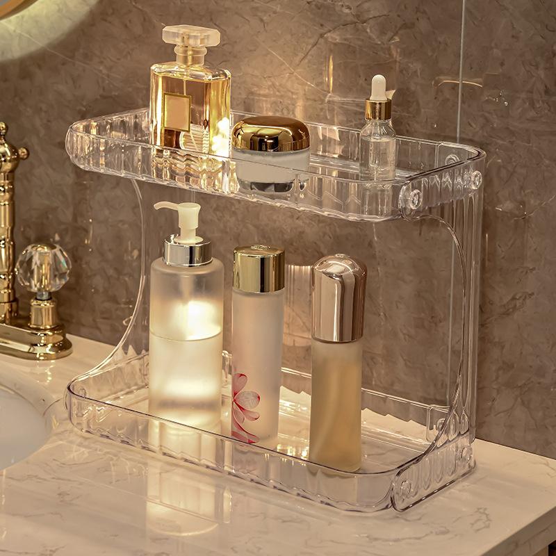 Cosmetic Storage Organizer Rack Double Layer Makeup Shelf Durable Design for Bathroom Vanity Desk Bedroom Dresser