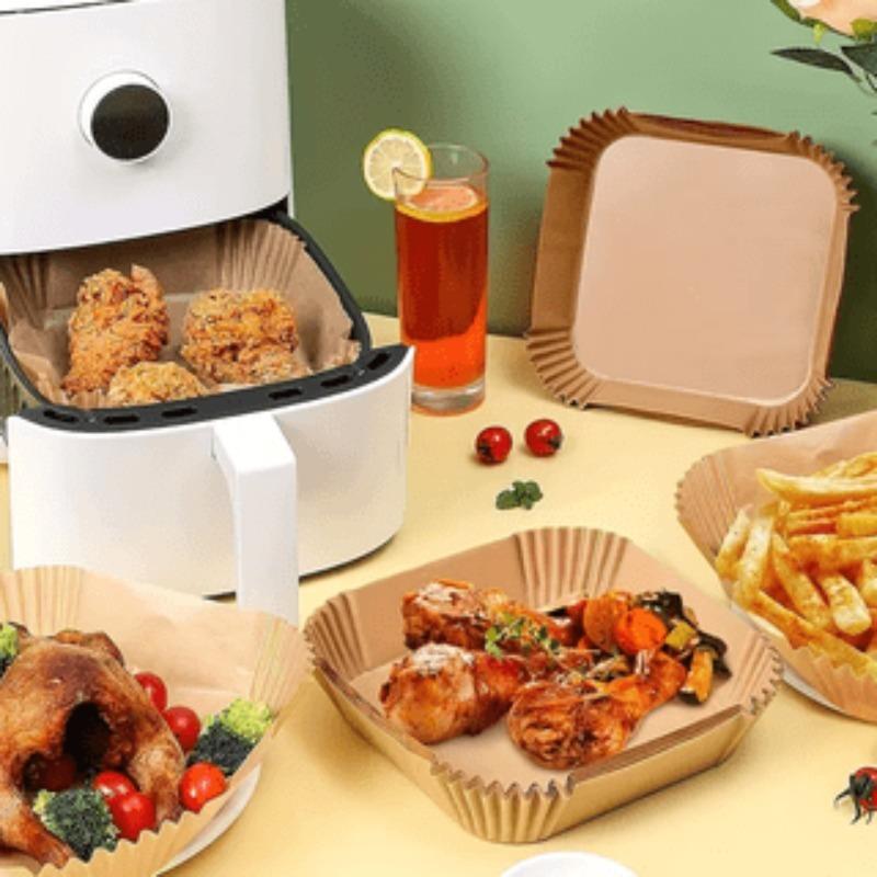 50/100pcs Non Stick Air Fryer Liners Paper For Baking Microwave Ovens Easy To Clean Oil Absorbing Perfect For Healthier Cooking