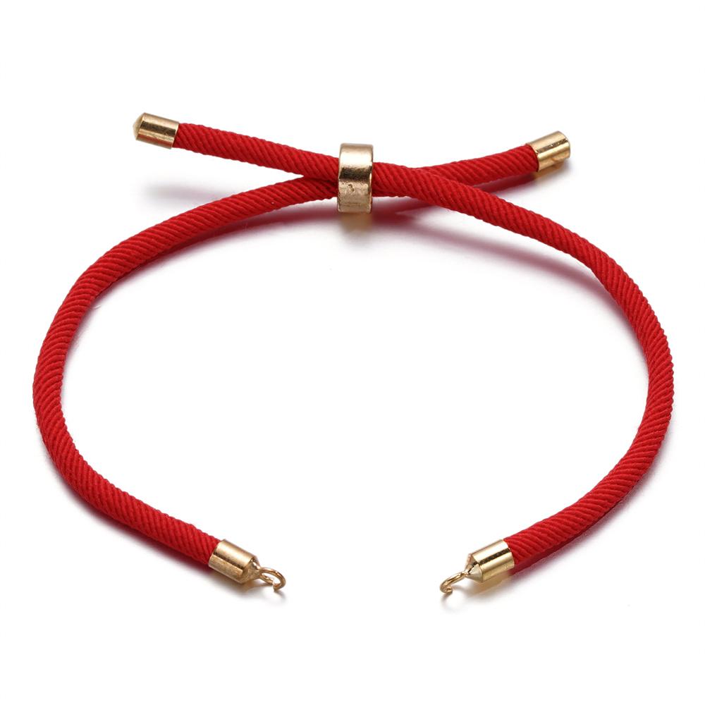 1pc Adjustable Nylon Braided Twisted Cords Slider Friendship Bracelets with Brass Cord End for Jewelry Making DIY Findings