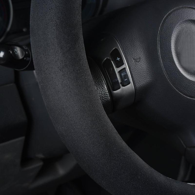 Black Faux Suede 14.515 Inch Memory Foam Steering Wheel Covers Breathable AntiSlip Odorless Steering Wheel Universal Fit for Me