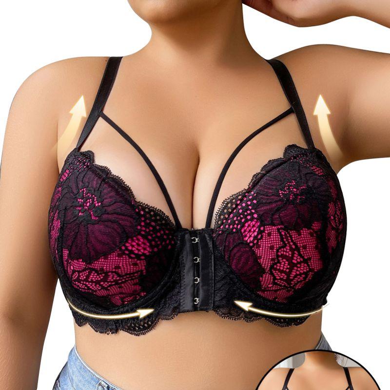 Ladies Plus Size Front Buckle Bra Women Lace Spaghetti Bra