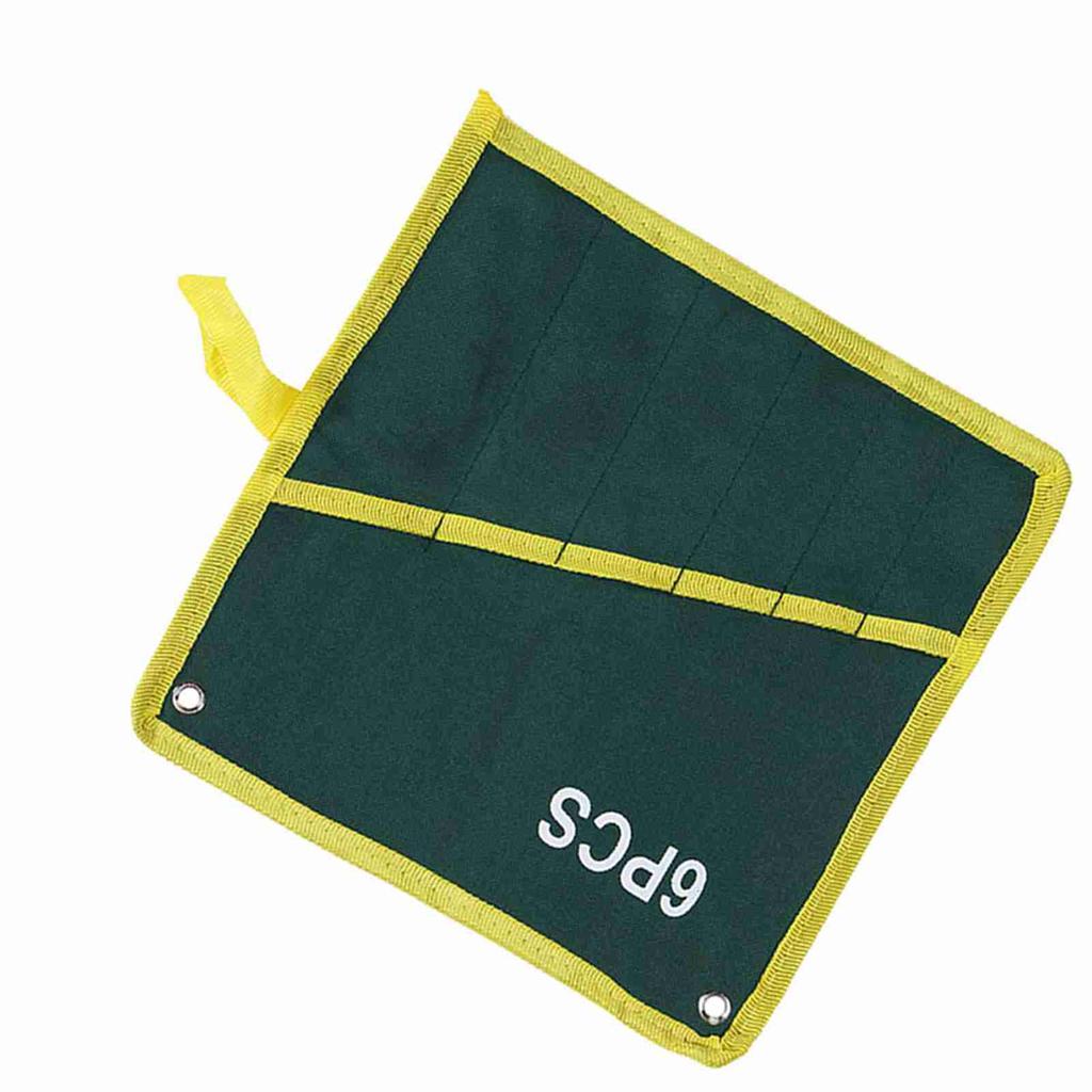 1Pc Durable Canvas 6 8 10 12 14 25 Pockets Spanner Wrench Tool Roll Up Storage Bag Green