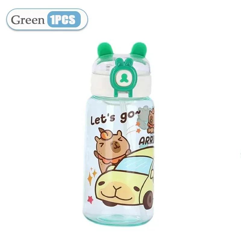 1-10PCS Capybara Cartoon 550ml Portable Large-capacity Water Bottle Sports Straw Cups Student Plastic Water Cups Water Bottle