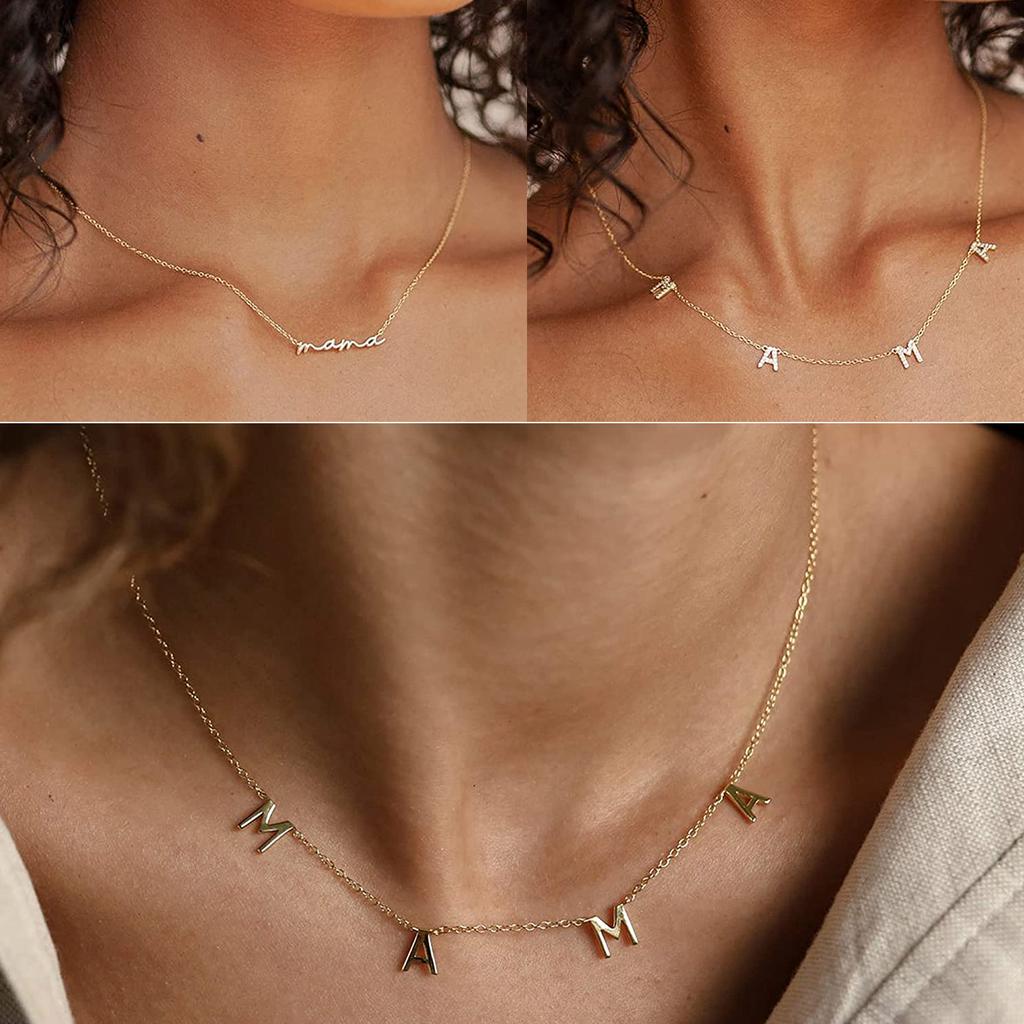CARLIDANA Mother's Day Gift Hot Sale Letter MAMA Necklace for Mom Stainless Steel Gold Color Necklace Jewelry Women Anniversary
