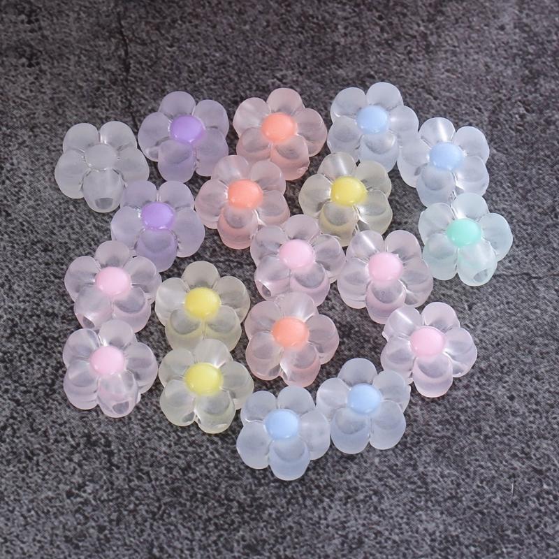 100pcs Sunflower Acrylic Beads Matte Transparent Mixed Colors Spacer Bead for Handmade Jewelry Bracelet Supplies