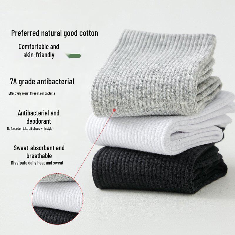 Zhuji Men's Summer Thin Mid-Calf Pure Cotton Sports Socks - Sweat-Absorbent, Odor-Resistant, Antibacterial, Ankle Length