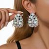 Silver Needle Luxury Rhinestone Oval Water Drop Geometric Earrings - High-End Elegant Ear Jewelry