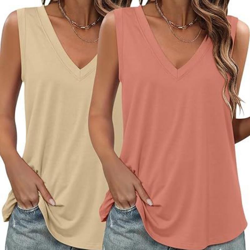 

Весенне-летний женский двухкомпонентный жилет с V-образным вырезом, однотонный жилет, свободная футболка без рукавов и повседневный топ XXL