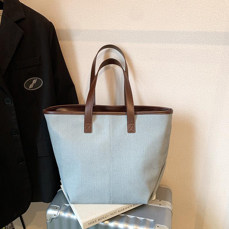 Casual Canvas Bag Large Capacity Women's Underarm Bag 2025 New Simple Tote Bag Versatile Shoulder Bag One Piece Dropship