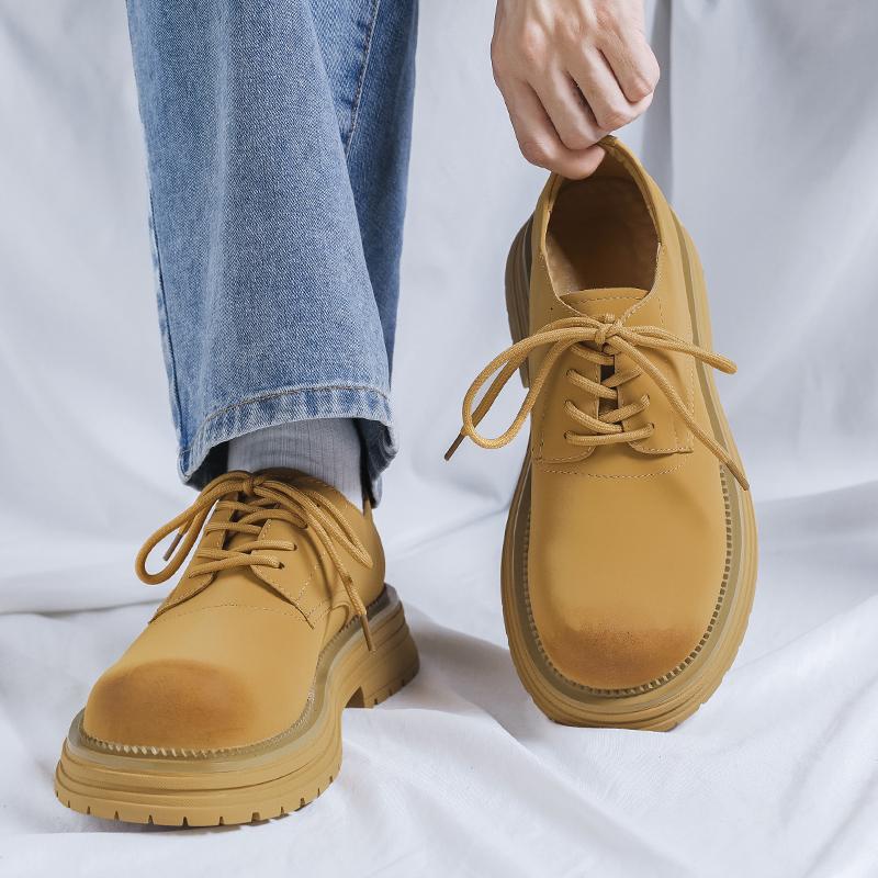 Mode Högkvalitativa Oxfordskor Utomhussporter Rund Tå Arbetsskor Herr Snörning Tjock Sula Slitstarka Låg Topp Märke Vandringsskor