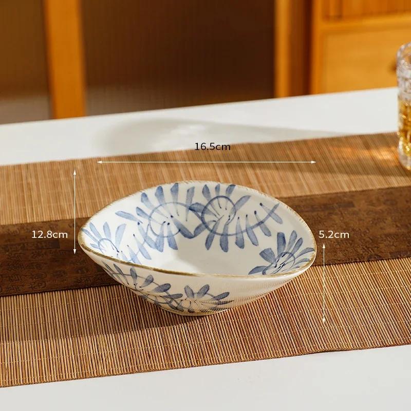 Assiette en céramique irrégulière créative, style rétro, peinte à la main, avec fleurs, assiettes à dîner, pour le petit-déjeuner, la salade, les fruits, vaisselle exquise