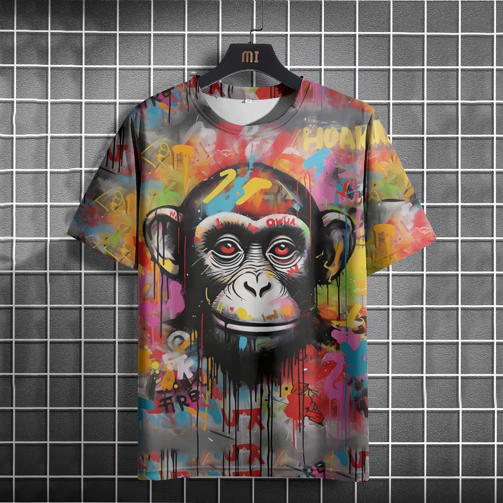 

Men s T-Shirt Graffiti Funny Animal 3D Print T-Shirt Casual Loose Tee Short Sleeved T-Shirts Outdoor Oversized Men Clothing Tops 6XL