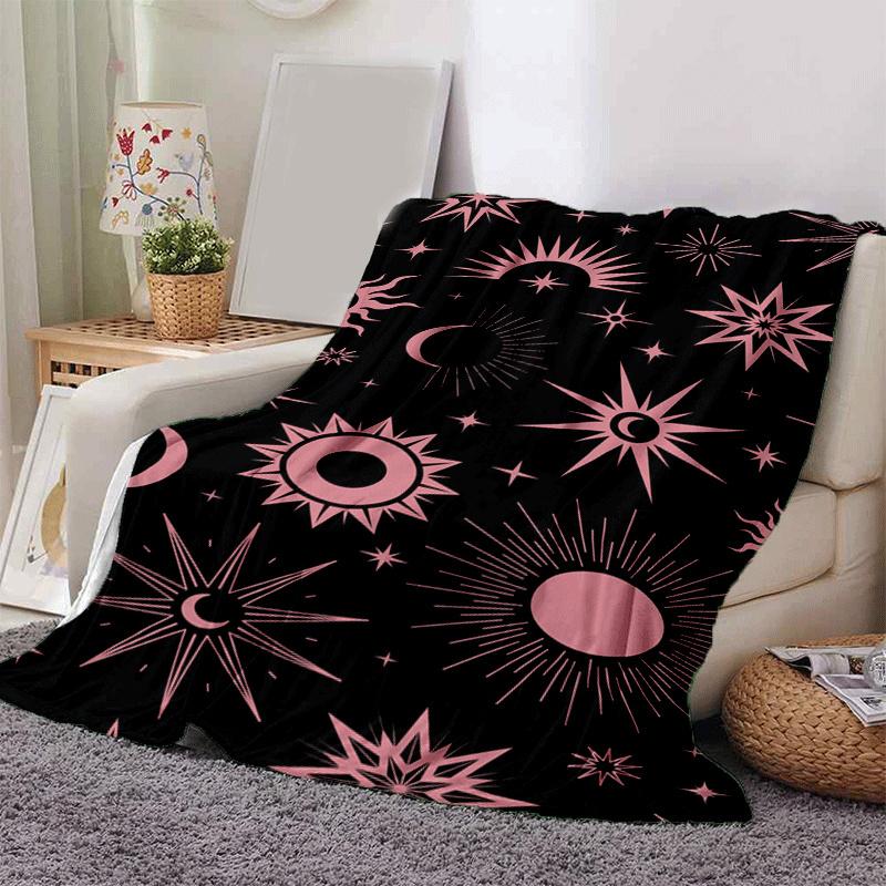 

1pc Moon Printing Lightweight Flannel Blanket, Comfortable and Warm Blanket, for Camping Sofa Bed and Couch Office, in All Seasons 130cmx150cm