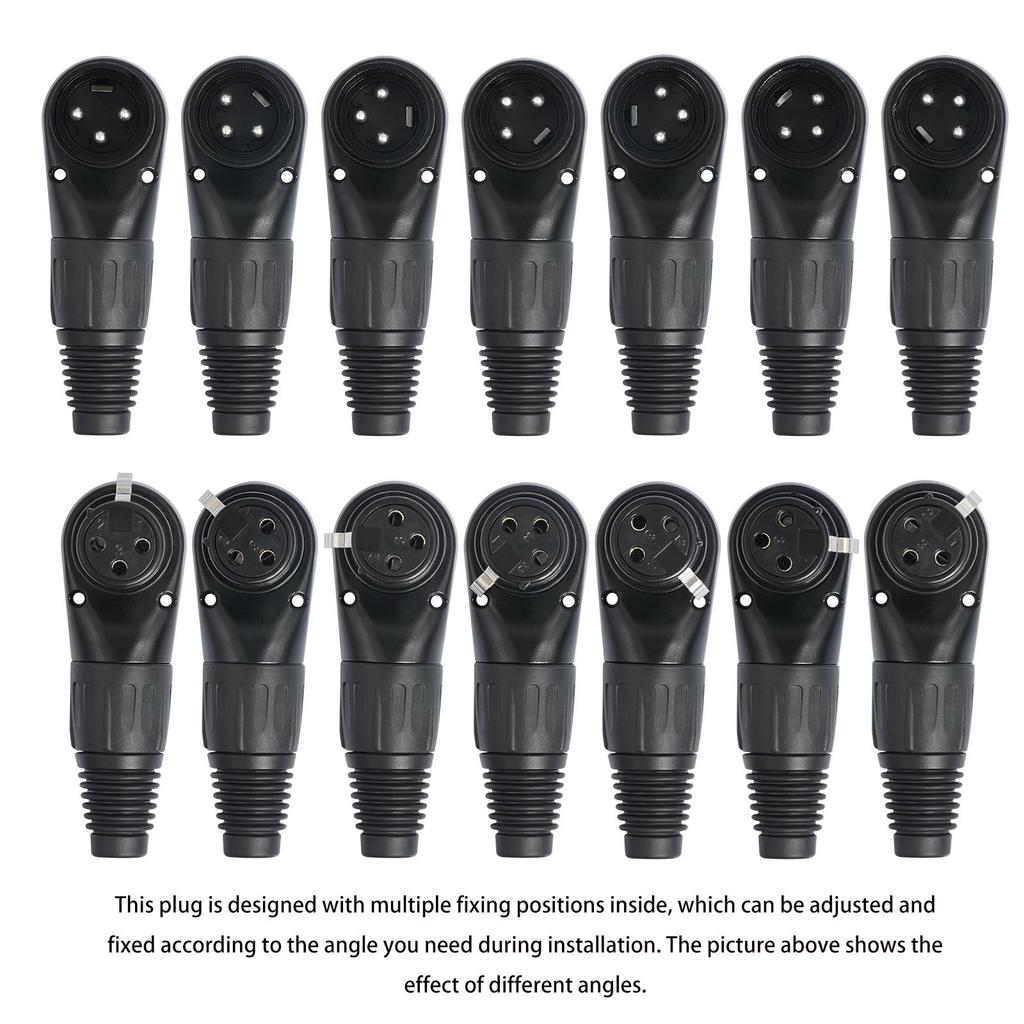 3 Pin Connector Standard 3Pin Male/Female Connection Adapter Adjustable Angle for Professional Applications