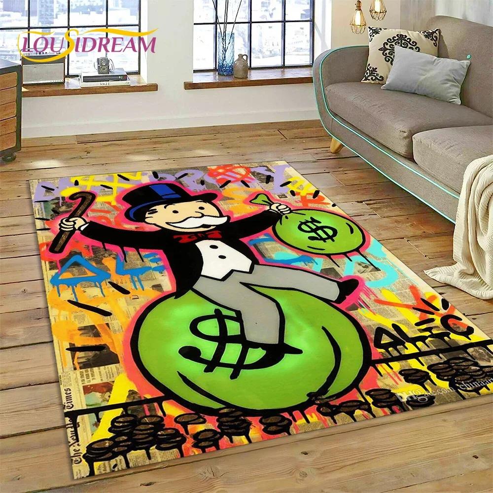 Game Dollar Monopoly Cartoon Money Carpet Rug for Bedroom Living Room Home Sofa Decoration,Children Game Large Decor Floor Mat