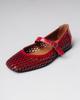 2402855 36 Red Leather Perforated Ballet Flats