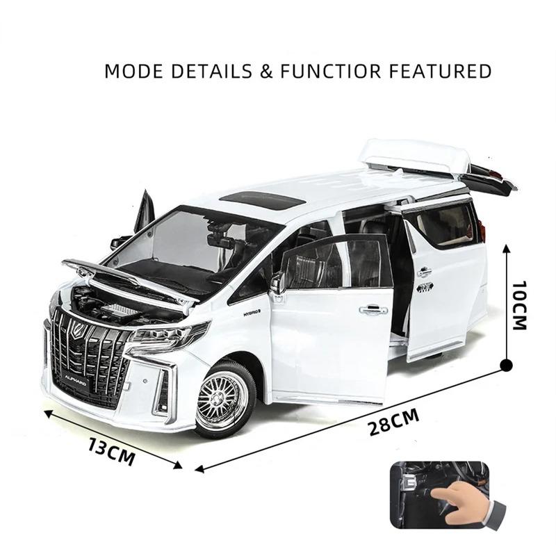 Large Size 1/18 Toyota Alphard MPV Alloy Car Model Diecast Metal Toy Vehicles Car Model Simulation Sound and Light Children Gift