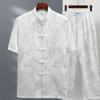 Hemden + Hosen Sommer Langarm Sportbekleidung Herren Freizeit-Sets Mann Chinesischer Stil Herrenhemden und Hosen