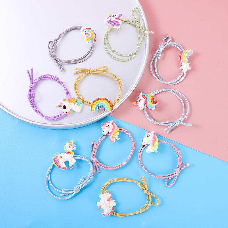 Unicorn Cartoon Kids' Ponytail Holders - Cute Rubber Bands & Hair Ropes