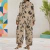 Women Plus Size Floral Printed Round Neck Long Sleeve Layered Top Wide Leg Pants Two Piece Set