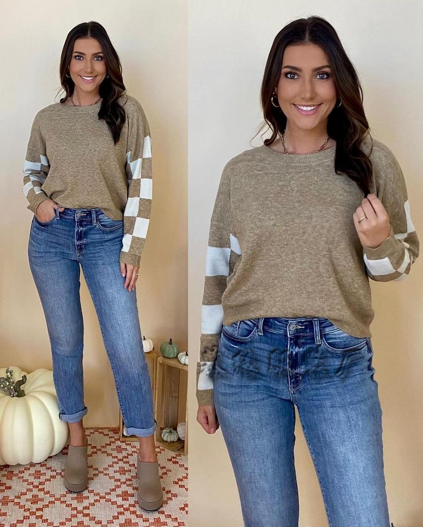 Autumn and Winter New Pullover Crew Neck Sweater Women's European and American Fashion Trends Multi-color Printing Long-sleeved Contrasting Sweater