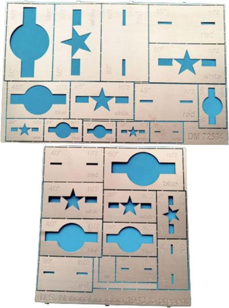 Dan Models Scale Military Aircraft Nationality Markings Etching Hobby Painting Tool DAN72534 1/72 U.S. 1943-Present Stencil, (Airplane)