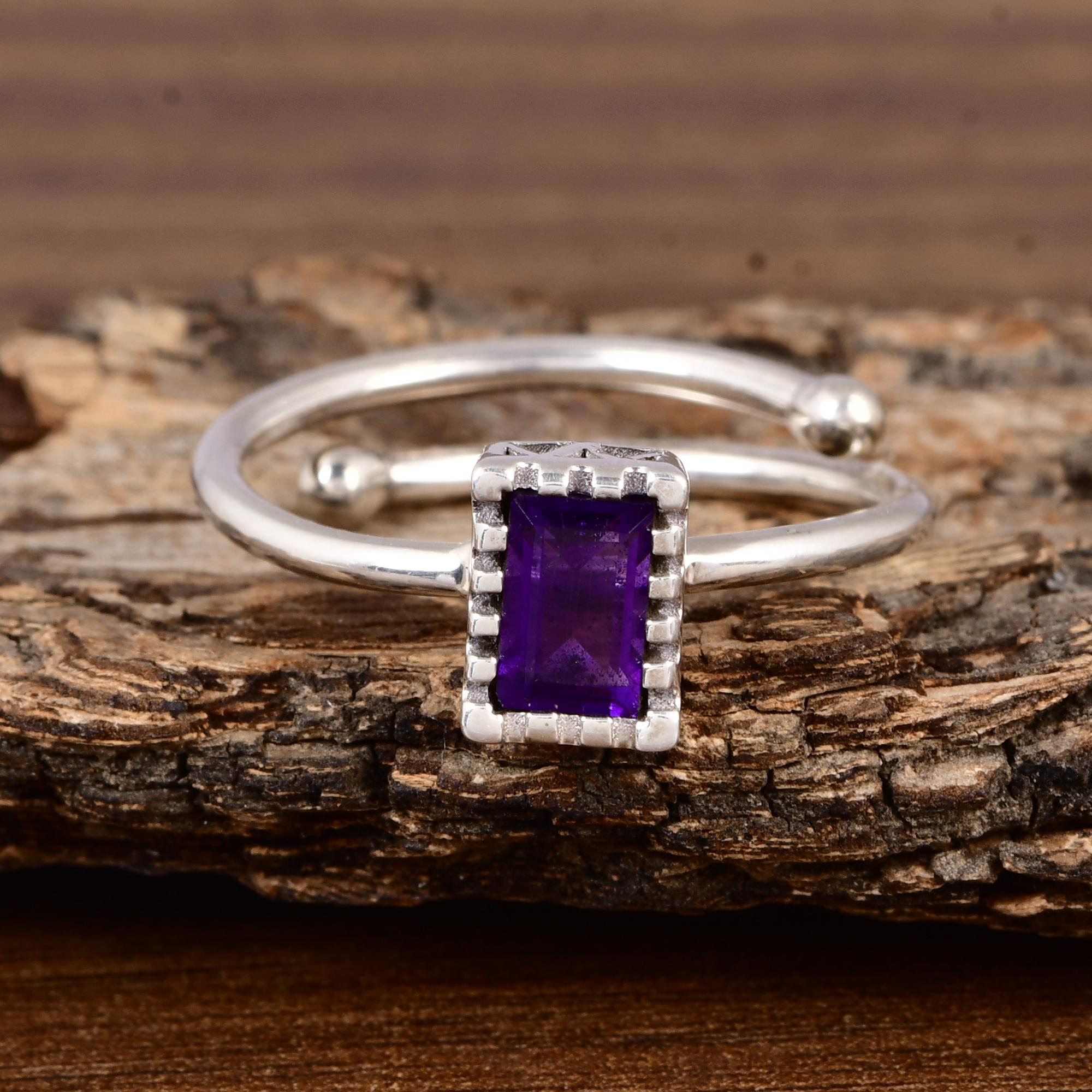 

Natural Amethyst Wrap Ring in 925 Sterling Silver | Adjustable Purple Gemstone Ring | Minimalist February Birthstone Ring for Gift. 5
