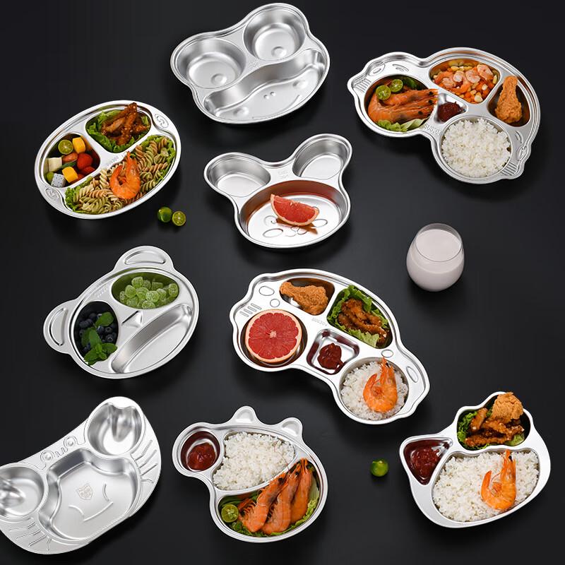 De De Lai 304 Stainless Steel Children's Divided Panda Meal Plates (10-Pack)