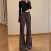 Women High Waist Maillard Flare Sweatpants Casual Slim Long Trousers