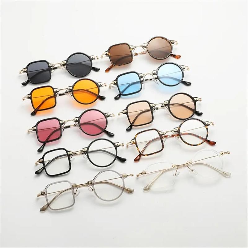 Unique Asymmetrical Square Round Sunglasses Retro UV400 Clear Men Punk Sun Glasses Ocean Lens Shades for Women Men