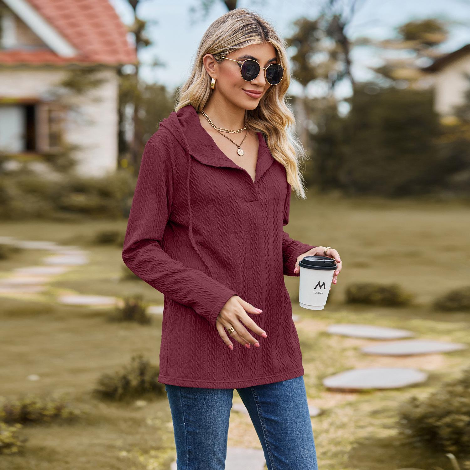 

GMXIA Женские модные повседневные однотонные худи и свитшоты с капюшоном и длинными рукавами с принтом XXL красный