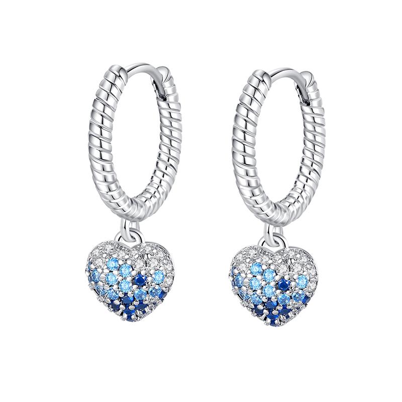 Fashion 925 Silver Color Earrings Blue Zircon Stars Moon Irregularity Earrings For Woman Fine Birthday Jewelry Gifts