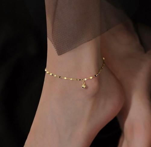 Women's Gold Ball Anklet Chain Bracelet for Everyday Wear